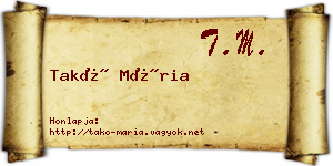 Takó Mária névjegykártya