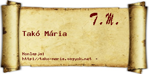 Takó Mária névjegykártya